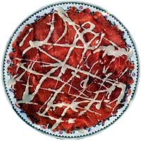 Carpaccio: o molho do prato deve ser desenhado em formato de grade, com o garfo, para evocar os tra�os do pintor Kandinsky, que abriu caminho para a arte abstrata 